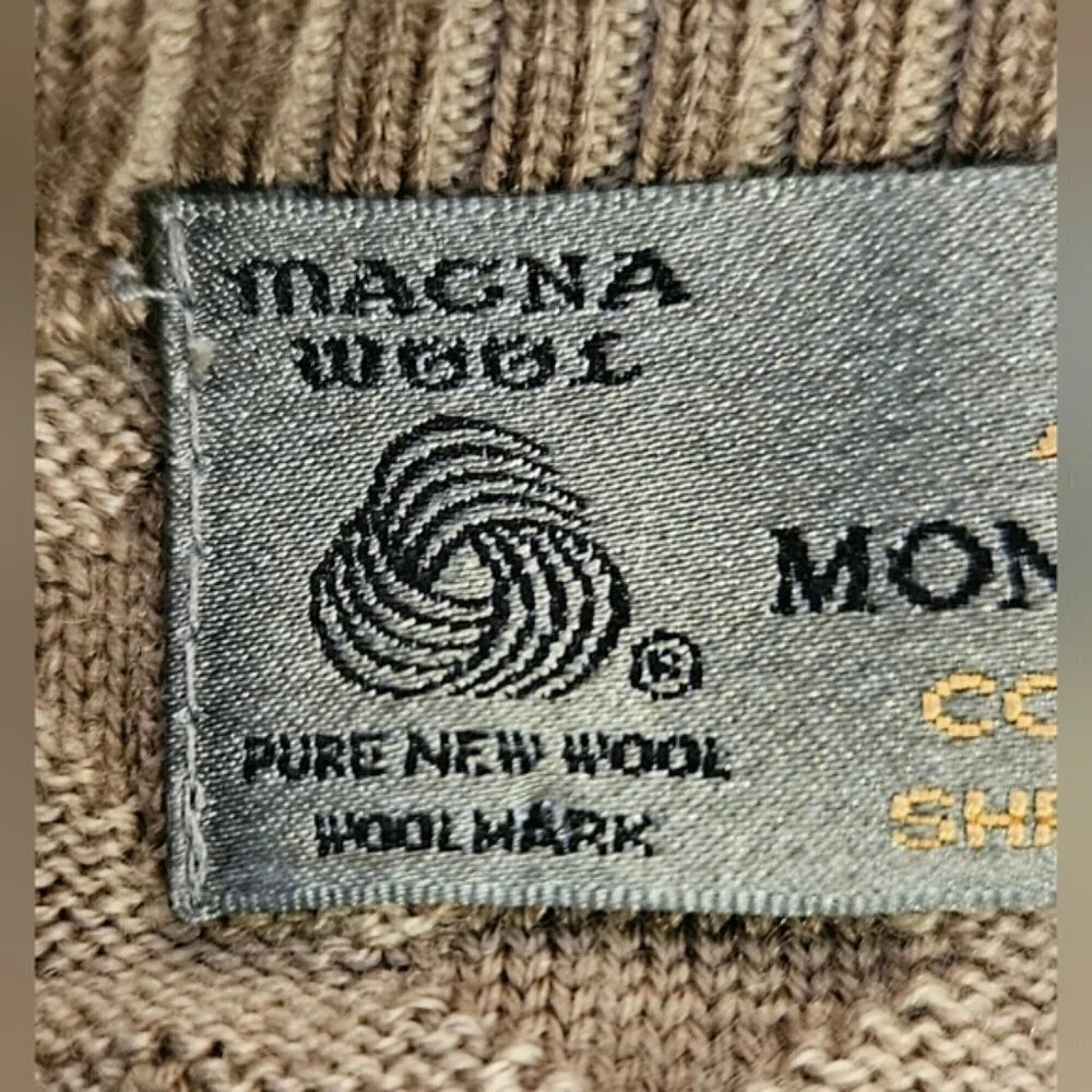 Monte Carlo Men's Wool Sweater Vest XL (40) Brown Tan Textured V-Neck